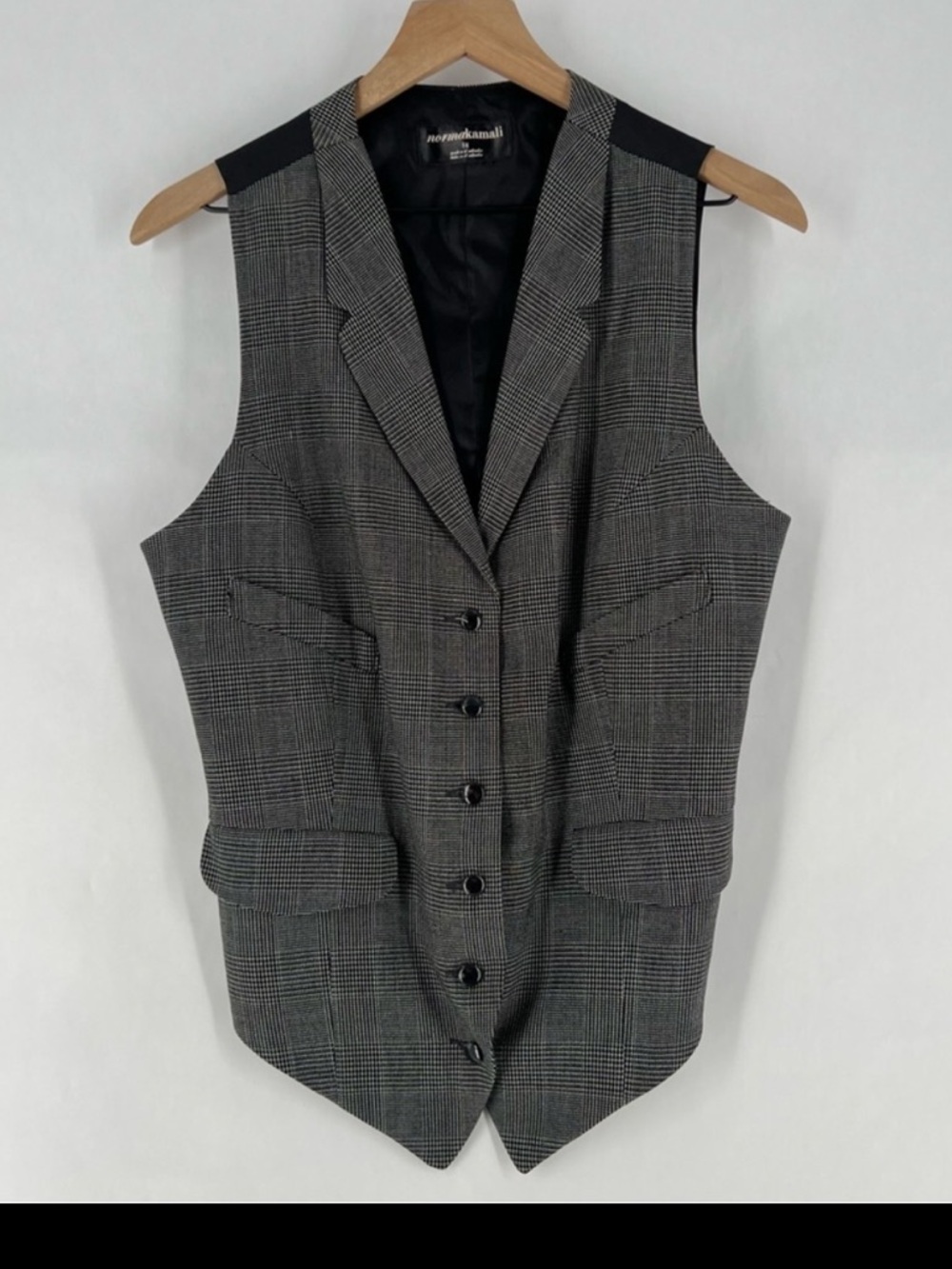 Norma Kamali Gray Plaid Vest
